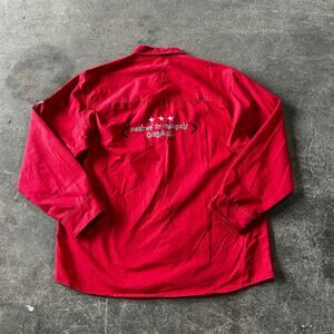 Vintage Y2K Girbaud Shirt Mens 2XL XXL Red Urban Street Embroidered City Marithe